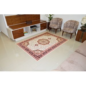 TAPETE CLÁSSICO 1,50 x 2,00 SALA MEDALHÃO VERMELHO QUARTO RZ