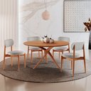 Ver imagem 1 de Sala de Jantar Mesa Ballare 120cm Tampo Redondo com 4 Cadeiras Ballare Soft Moderna Mobília