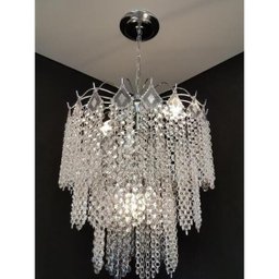 Kit Lustre Cristal Acrílico 42x75 + 3 Lâmpadas LED ACL09 - 1