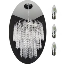 Kit Lustre Cristal Acrílico 42x75 + 3 Lâmpadas LED ACL09 - 4