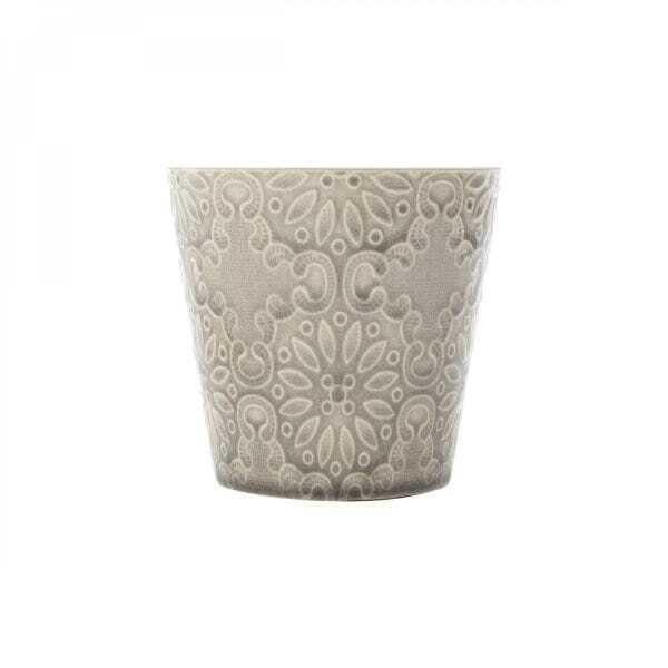Vaso Decorativo Em Cerâmica Cone Embossed Flowers 13Cmx13,5Cm Urban - 4