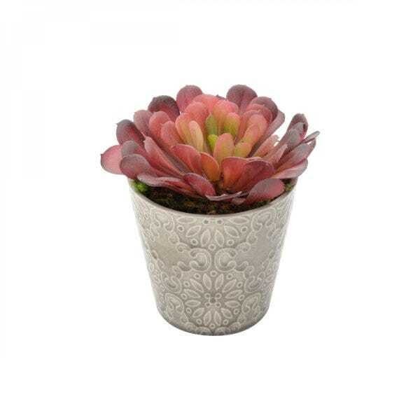 Vaso Decorativo Em Cerâmica Cone Embossed Flowers 13Cmx13,5Cm Urban - 2