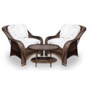 Ver imagem 1 de Conjunto de Poltronas Fibra Sintética Melo - 2 Poltronas + 1 Mesa Centro - Tecido Duna Cru