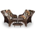 Ver imagem 1 de Conjunto de Poltronas Fibra Sintética Melo - 2 Poltronas + 1 Mesa Centro - Tecido Revieira Marrom