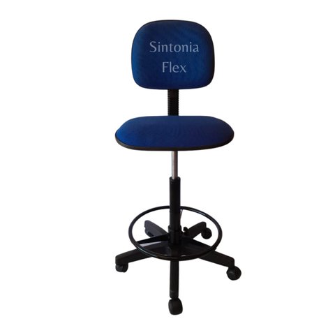 Cadeira Caixa Alta com Aro e com Rodízio Tecido Azul