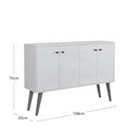 Ver imagem 5 de Buffet Aparador Imperial 4 Portas com Pés Palito Retrô - Branco