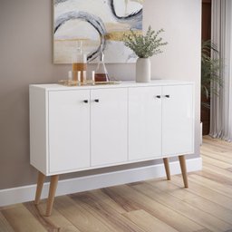 Buffet Aparador Imperial 4 Portas com Pés Palito Retrô - Branco - 1