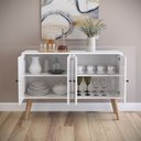 Ver imagem 2 de Buffet Aparador Imperial 4 Portas com Pés Palito Retrô - Branco