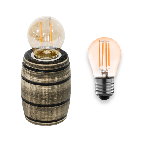 Soquete Barril para Lustre Roda de Carroça - Madeira - Decoração E27 - Rústico + Lâmpada