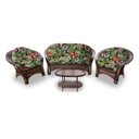 Ver imagem 1 de Conjunto de Sofá Fibra Sintética 19 - 1 Sofá 2 L + 2 Poltronas + 1 Mesa Centro - Tecido Saquarema