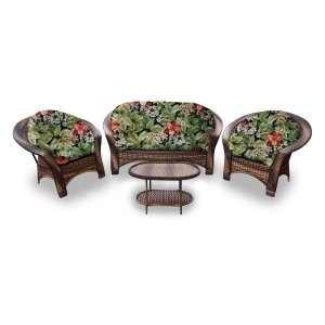 Conjunto de Sofá Fibra Sintética 19 - 1 Sofá 2 L + 2 Poltronas + 1 Mesa Centro - Tecido Saquarema