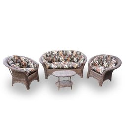 Conjunto de Sofá Fibra Sintética 19 - 1 Sofá 2 L + 2 Poltronas + 1 Mesa Centro - Tecido Revieira Mar - 1