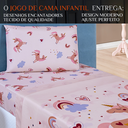 Ver imagem 2 de Conjunto de Lencol Solteiro Bouti 3 Pçs Jogo de Cama Infantil 200 Fios Super Macio:unicornio