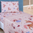 Ver imagem 1 de Conjunto de Lencol Solteiro Bouti 3 Pçs Jogo de Cama Infantil 200 Fios Super Macio:unicornio