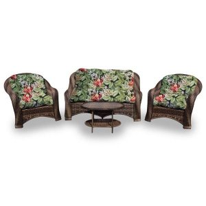 Conjunto de Sofá Fibra Sintética Melo - 1 Sofá 2 L + 2 Poltronas + 1 Mesa Centro - Tecido Saquarema