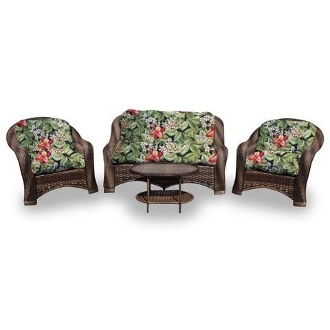 Conjunto de Sofá Fibra Sintética Melo - 1 Sofá 2 L + 2 Poltronas + 1 Mesa Centro - Tecido Saquarema