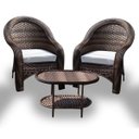 Ver imagem 1 de Conjunto de Poltronas Fibra Sintética Karibe - 2 Poltronas + 1 Mesa Centro - Tecido Duna Cru