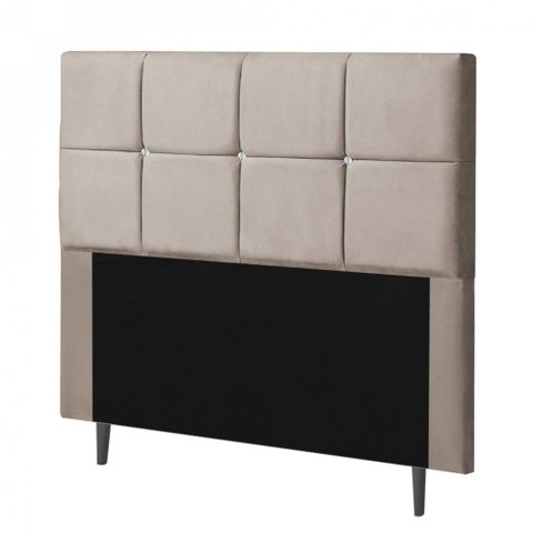 Cabeceira Estofada Poliana 140CM Casal Strass Courino Bege - D A DECOR