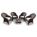 Ver imagem 1 de Conjunto de Poltronas Fibra Sintética Karibe - 4 Poltronas + 1 Mesa Centro - Tecido Duna Cru