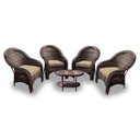 Ver imagem 1 de Conjunto Poltronas para Jardim Karibe Fibra Sintética 4 Poltronas e Mesa Centro - Tecido Duna Deser