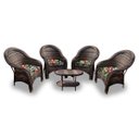 Ver imagem 1 de Conjunto de Poltronas Fibra Sintética Karibe - 4 Poltronas + 1 Mesa Centro - Tecido Saquarema