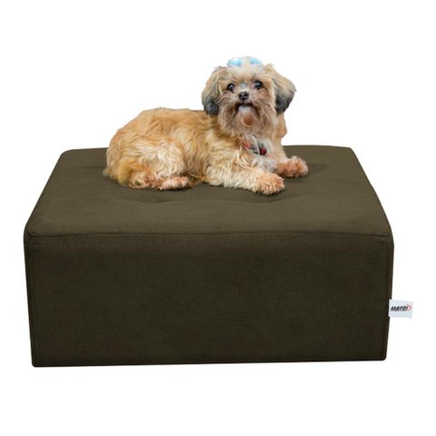 Cama Box Para Cachorro e Pet Quadrado Confortável Luna Veludo Marrom Escuro Matrix