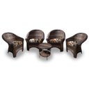 Ver imagem 1 de Conjunto de Poltronas Fibra Sintética Bali - 4 Poltronas + 1 Mesa Centro - Tecido Revieira Marrom