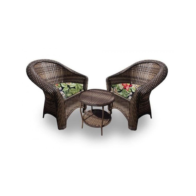 Conjunto de Poltronas Fibra Sintética Bali - 2 Poltronas + 1 Mesa Centro - Tecido Saquarema
