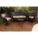 Ver imagem 1 de Conjunto de Sofá Fibra Sintética Bali Trançado - 1 Sofá 2L + 2 Poltronas + 1 Mesa de Centro - Tecido