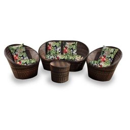 Conjunto de Sofá Fibra Sintética Bola - 1 Sofá 2 L + 2 Poltronas + 1 Mesa Centro - Tecido Saquarema - 1