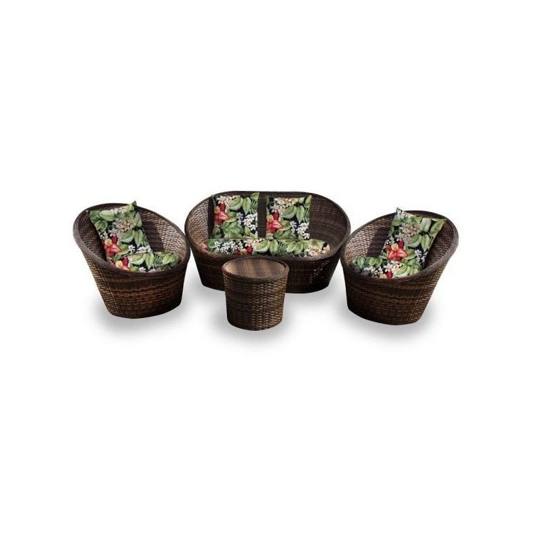 Conjunto de Sofá Fibra Sintética Bola - 1 Sofá 2 L + 2 Poltronas + 1 Mesa Centro - Tecido Saquarema