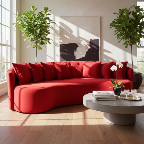 Sofá Orgânico Curvo 250cm Zeus:Vermelho