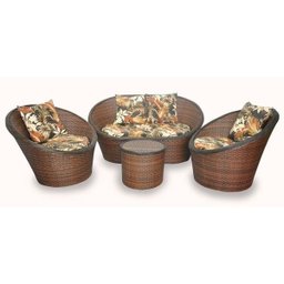Conjunto de Sofá Fibra Sintética Bola - 1 Sofá 2 L + 2 Poltronas + 1 Mesa Centro - Tecido Revieira M - 1