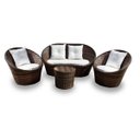 Ver imagem 1 de Conjunto de Sofá Fibra Sintética Bola - 1 Sofá 2 L + 2 Poltronas + 1 Mesa Centro - Tecido Duna Cru