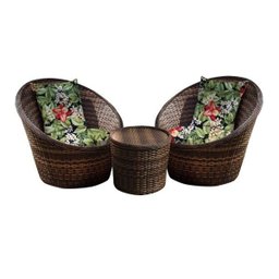 Conjunto de Poltronas Fibra Sintética Bola - 2 Poltronas + 1 Mesa Centro - Tecido Saquarema - 1