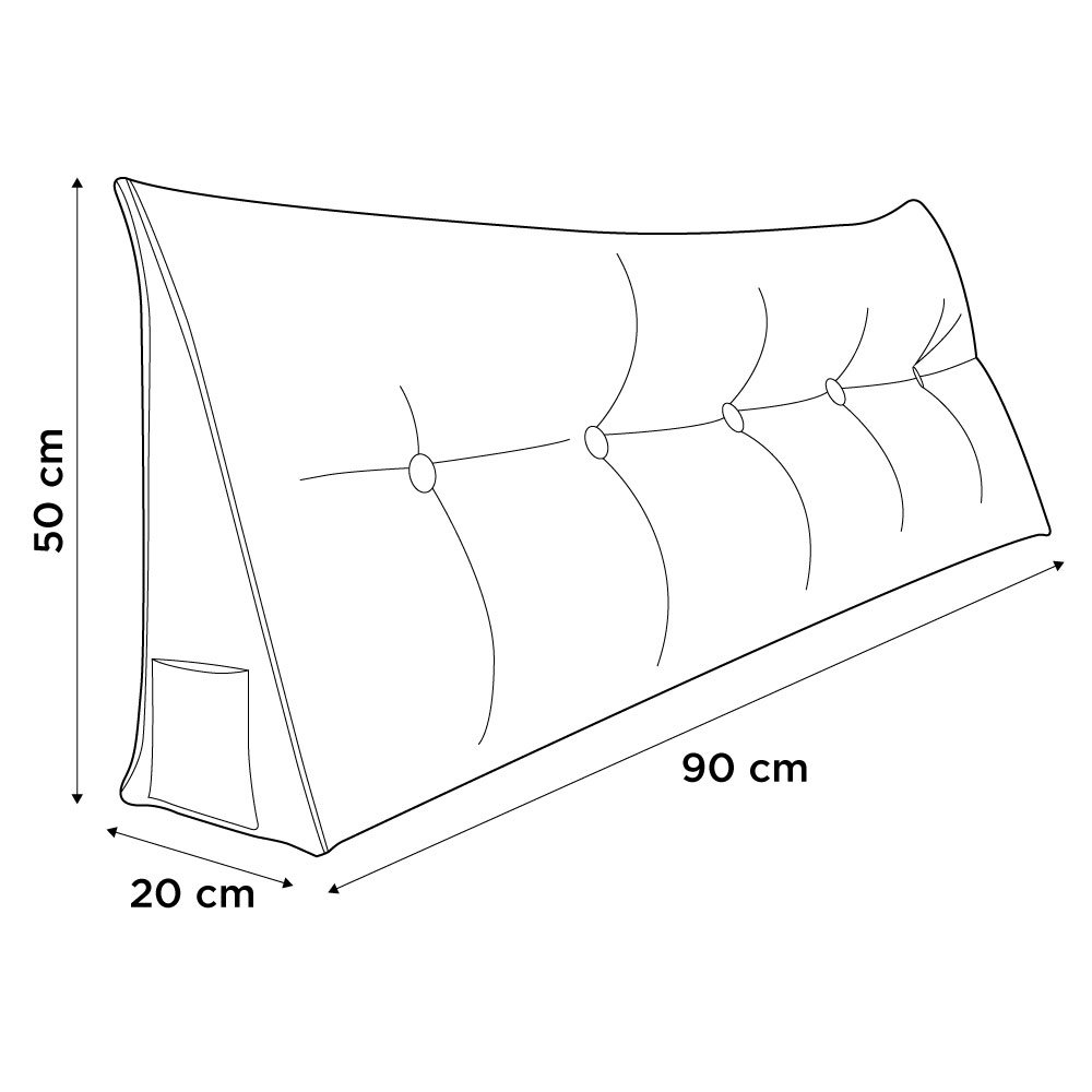 Almofada Para Cabeceira Encosto Apoio Lombar Spot 90cm com Porta Celular Suede - Desk Design - Bege - 4