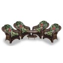 Ver imagem 1 de Conjunto de Poltronas Fibra Sintética Janaína - 4 Poltronas + 1 Mesa Centro - Tecido Saquarema