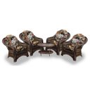 Ver imagem 1 de Conjunto de Poltronas Fibra Sintética Janaína - 4 Poltronas + 1 Mesa Centro - Tecido Revieira Marrom