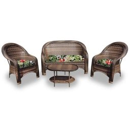 Conjunto de Sofá Fibra Sintética Karibe - 1 Sofá 2L + 2 Poltronas + 1 Mesa Centro - Tecido Saquarema - 1