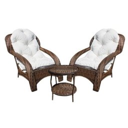 Conjunto Poltronas para Jardim Espreguiçadeira Fibra Sintética - 2 Poltronas e Mesa de Centro - Teci - 1