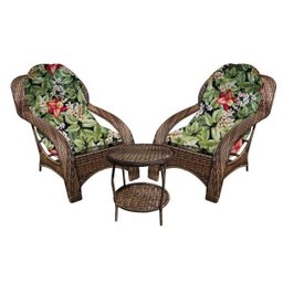 Conjunto de Poltronas Fibra Sintética Espreguiçadeira - 2 Poltronas + Mesa de Centro - Tecido Saquar - 1