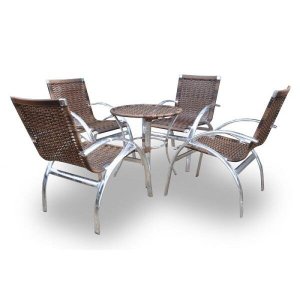Conjunto Jardim e Área Externa Elíptico - 4 Cadeiras e Mesa
