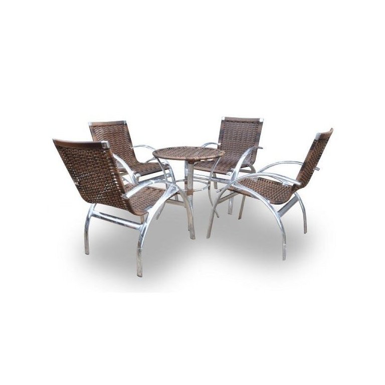 Conjunto Jardim e Área Externa Elíptico - 4 Cadeiras e Mesa