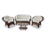 Conjunto de Sofá Fibra Sintética 19 - 1 Sofá 2 L + 2 Poltronas + 1 Mesa Centro - Tecido Duna Cru - 1