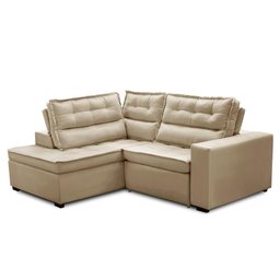 Sofá de Canto Retrátil e Reclinável com Molas 2,50x2,00 Esq Virginia Suede Bege Adonai Estofados - 3