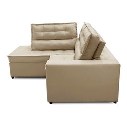 Sofá de Canto Retrátil e Reclinável com Molas 2,50x2,00 Esq Virginia Suede Bege Adonai Estofados - 6
