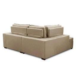 Sofá de Canto Retrátil e Reclinável com Molas 2,50x2,00 Esq Virginia Suede Bege Adonai Estofados - 8