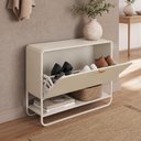 Ver imagem 2 de Sapateira Vertical Aparador 93cm Orgânica Industrial Alek A03 Off White - Lyam Decor