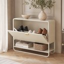 Ver imagem 3 de Sapateira Vertical Aparador 93cm Orgânica Industrial Alek A03 Off White - Lyam Decor