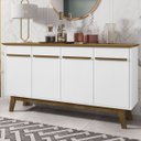 Ver imagem 1 de Aparador Buffet Opala com 4 Portas tampo MDF Branco/Cinamomo Sala de Jantar